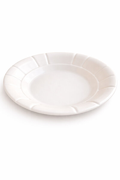 PEARSTORE 24 Pieces White Corrugated Melamine Deep Dinner Plate 18X3Cm for Pi...