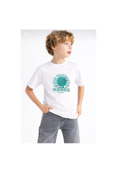 playwear Tricou unisex pentru copii, cu imprimeu Summer Days, 100% bumbac, cu...