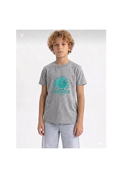 playwear Summer Days Printed 100% Cotton Regular Crew Neck Παιδικό unisex μπλ...