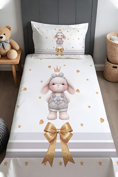EVPANYA Bow-Tie Little Rabbit Patterned Bedspread and Pillowcase