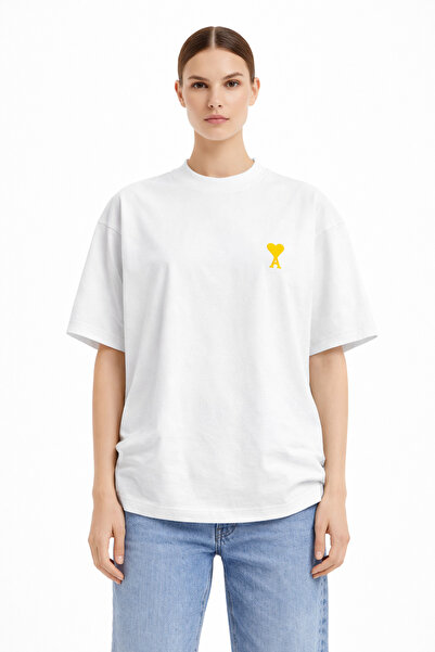 CAMBLYS Unisex Women's and Men's Heart Patterned Ami̇ Front Printed Oversized...