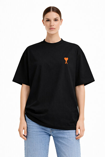 CAMBLYS Unisex Women's and Men's Heart Patterned Ami̇ Front Printed Oversized...