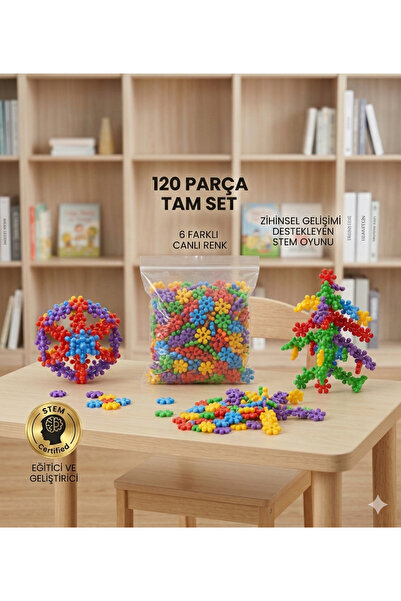 UEC TOYS Uec 120 Parça Eğitici Kar Tanesi Blokları - Yaratıcı Zeka Geliştiric...