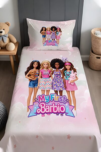 EVPANYA مفرش سرير وغطاء وسادة منقوش من سلسلة أصدقاء باربي