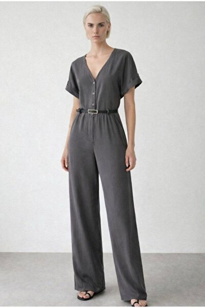 Vesua Modal Fabric Belted Bat Sleeve Jumpsuit