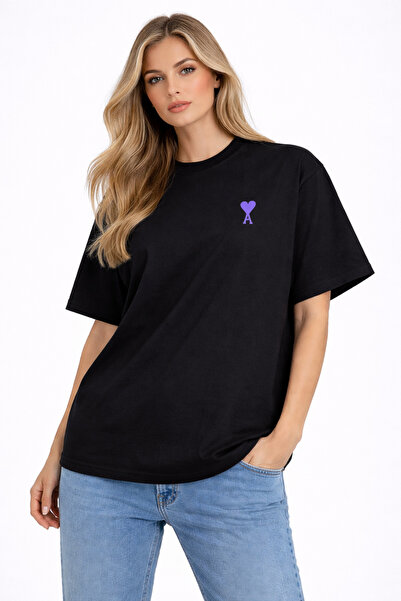 CAMBLYS Unisex Women's and Men's Heart Patterned Ami̇ Front Printed Oversized...