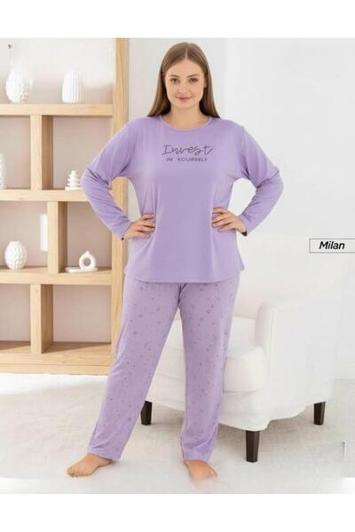 Pijamoni Set pijamale subțiri cu mânecă lungă și decolteu rotund, mărime mare...