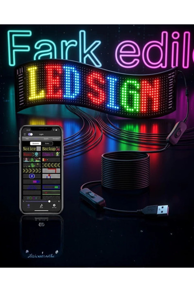 tgzm RGB LED Matrix Panel 60 cm 16x96 Piksel Kayan Yazı ve Animasyon Destekli...