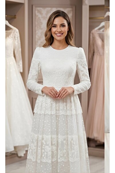 ESİN GİYİM Dantel beyaz ithal abiye