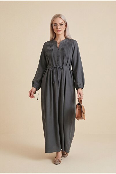 Modamorfo Rochie din tensel cu jumătate de nasturi și șireturi - afumată