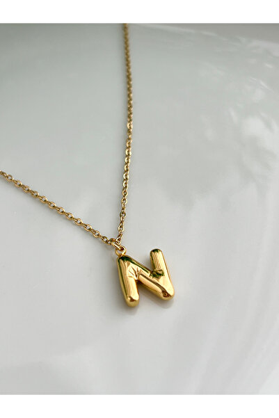 ALEYKA Stainless Steel Thin Elegant Chain Mini Balloon Letter Pendant (N)