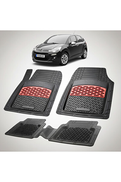 TEAMCAR Συμβατά πατάκια δαπέδου για Citroen C3 2ης Γενιάς 2009-2016 |   Κόκκινο