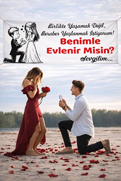 Göktuğ Hediyelik Evlilik Teklifi Pankartı, Benimle Evlenir Misin Pankartı, Öz...