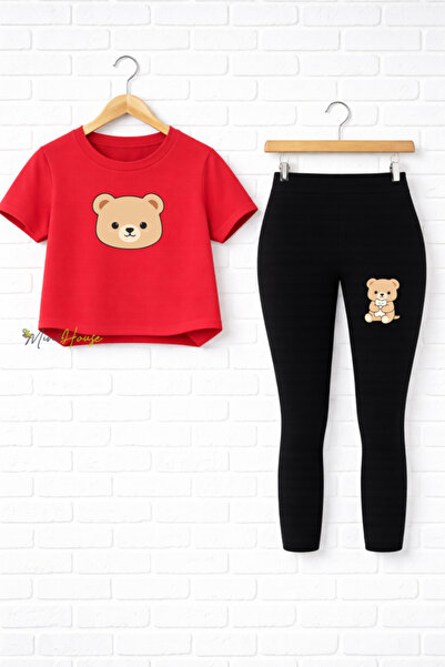 MiniHouse Bear Printed Top and Bottom Set T-Shirt Tights