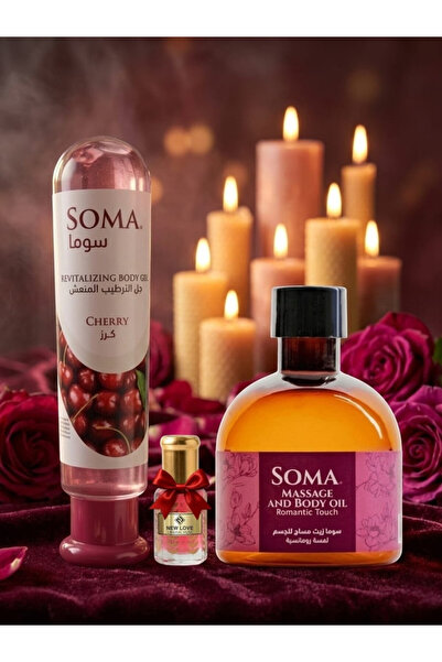 Soma جل الترطيب المنعش نكهة الكرز للرجل 120مل مع زيت مساج لمسة رومانسية 170 مل