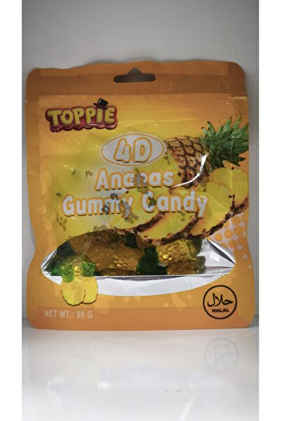 Topp Toppie 4D Pineapple Flavored Soft Candy 80 g - Realistic Fruit-Shaped Gu...