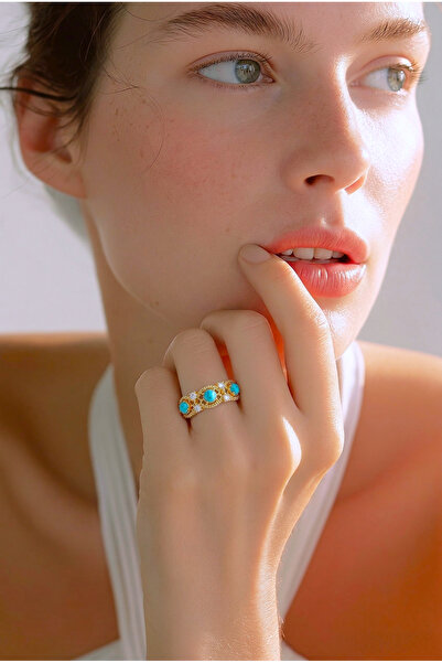 REBORN DESIGN Blue Stone Gold Color Vintage Ring