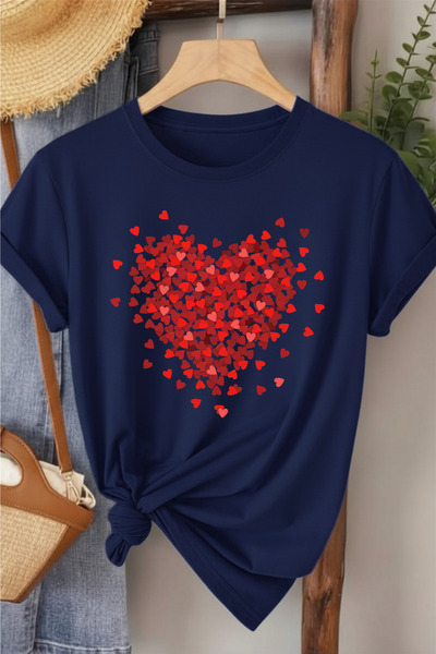 l'eivor Interdiffused Minimal Heart Design Printed Women's Cotton T-Shirt