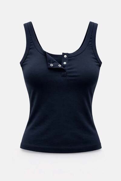 ELVAN TOLON Navy Blue Buttoned Strap Basic