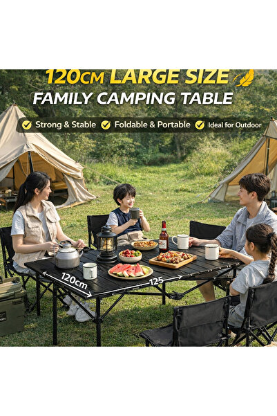 EasyLife 120cm Folding Camping Table Large Aluminum Portable Outdoor Picnic T...