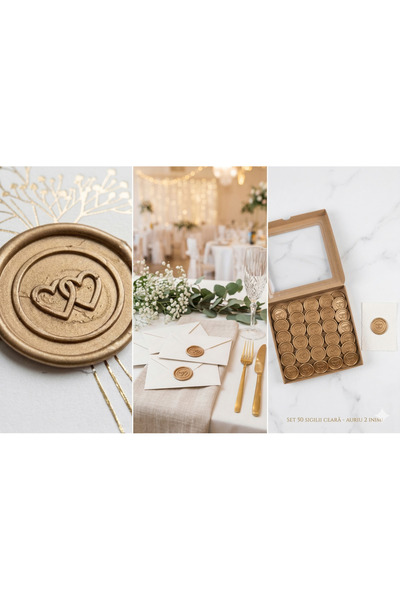 MirajulNuntii.ro Set of 50 Wedding Wax Seals, Romantic Natural Gold Wax, Inte...