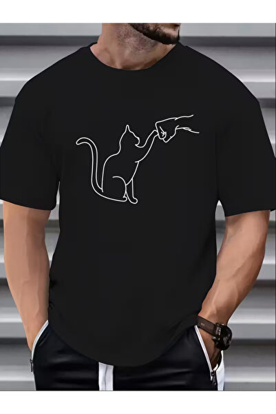 LİNA06 Men'S Short-Sleeve Round-Neck T-Shirt Featuring a Fist Bump Design wit...