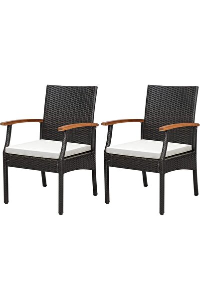 COSTWAY Set de 2 scaune de grădină cu perne