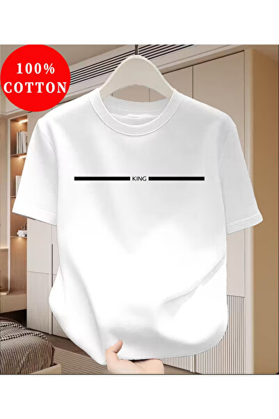 LİNA06 Men's 100% Cotton T-Shirt, Casual Printed Crew Neck Tee - Breathable T...