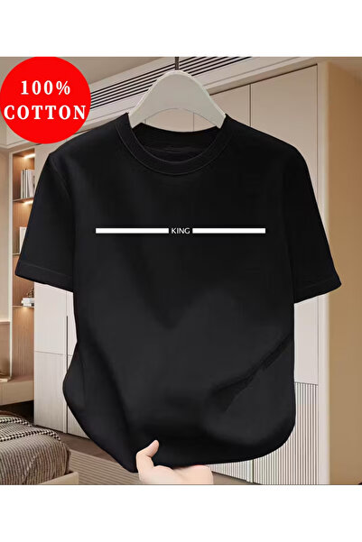 LİNA06 Men's 100% Cotton T-Shirt, Casual Printed Crew Neck Tee - Breathable T...