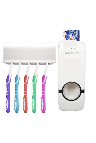 Generic Automatic Toothpaste Dispenser White Toothbrush Holder for 5 Toothbru...