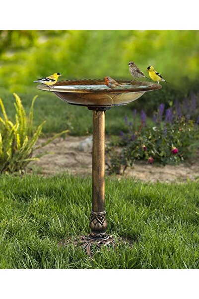 COSTWAY Westcharm 28 Inch Lightweight Poly Resin Outdoor Birdbath