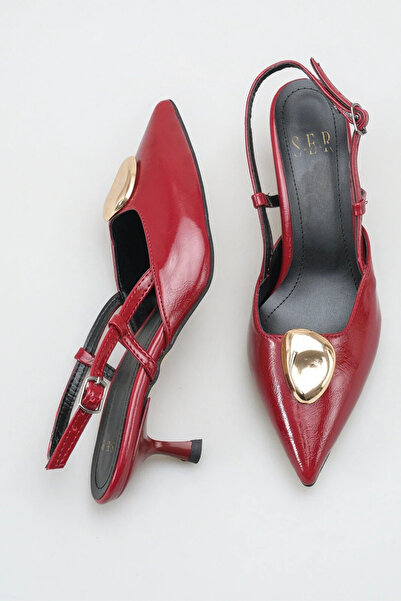 sermoda Дамски обувки на ток - 5 см тънък ток, заострен връх, отворена пета, ...