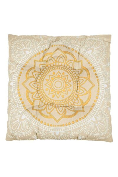 OEM Ecru White Cushion with Golden Mandala Pattern for Chair 42 x 42 cm