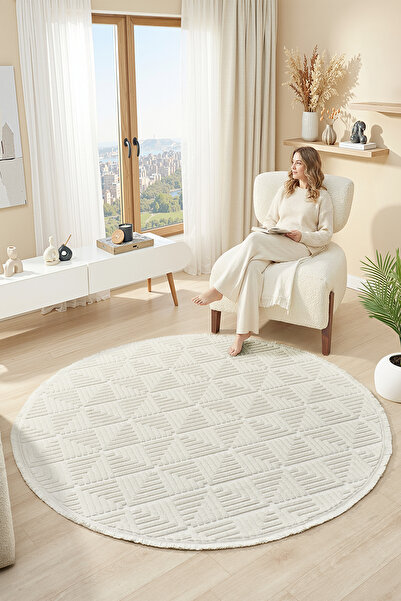 CASERA HOME Gloria Yuvarlak Oval Bukle Halı Salon Yatak Odası Koridor Halısı ...