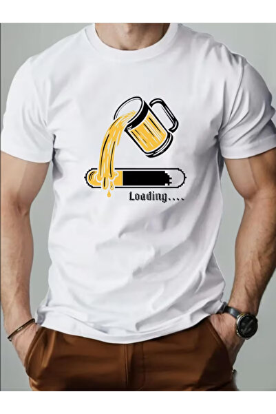 LİNA06 Men'S Summer Casual Short-Sleeve T-Shirt with Beer Graphic