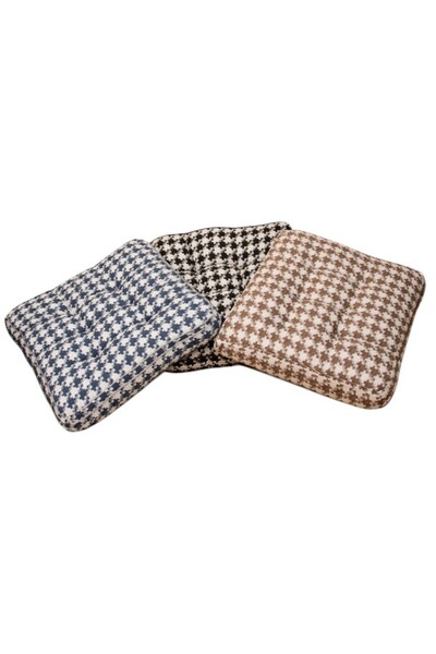 WDA Houndstooth Pattern Seat Cushion – Soft Thick Tufted Chair Pad (Navy Blue...