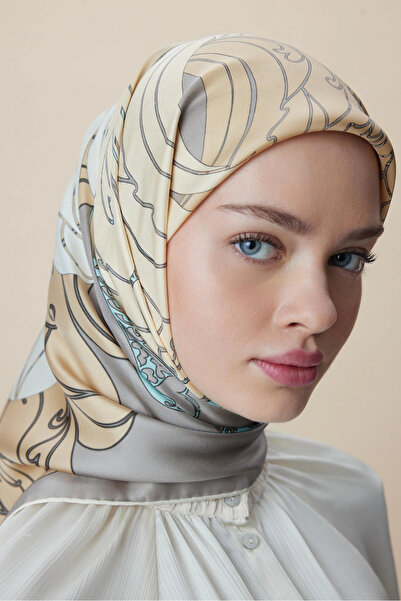 Maisa ΜΟΥΣΜΑΛΙΝΗ ΦΟΥΑΡΙΤΣΑ ΑΠΟ ΚΑΘΑΡΟ ΤΙΒΙΛΙΚΟ ΜΕΤΑΞΙ 90*90 ΕΚ. - ΓΚΡΙ