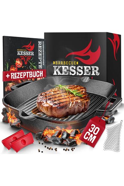 KESSER Cast Iron Grill Pan for Induction Cookers, 30 cm