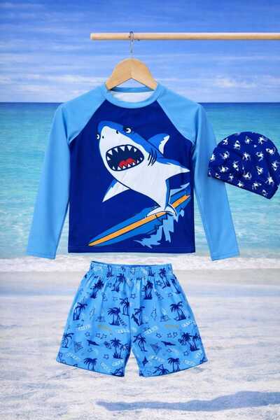 CHİCKİDSWEAR Set de costume de baie pentru băieți, 3 piese, cu mâneci lungi i...