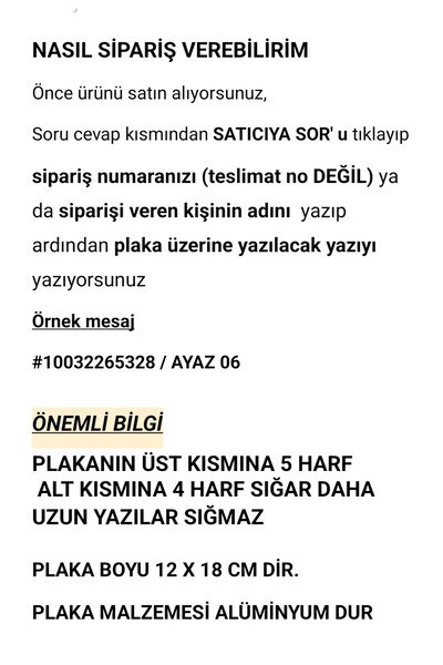 Ayz Markalama BİSİKLET PLAKA, DEKOR PLAKA, 12X18 CM PLAKA, HEDİYELİK PLAKA, İSİMLİ PLAKA, MOTOR PLAKASI