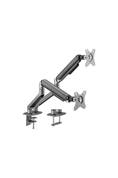 Gembird Desk mounted adjustable double monitor arm space grey
