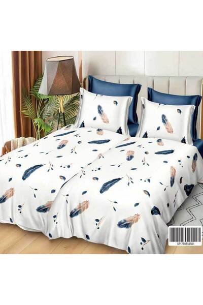 Patul Satin Cotton Linen with 2 Sides, Double Bed, Sulphur, 7 Pieces