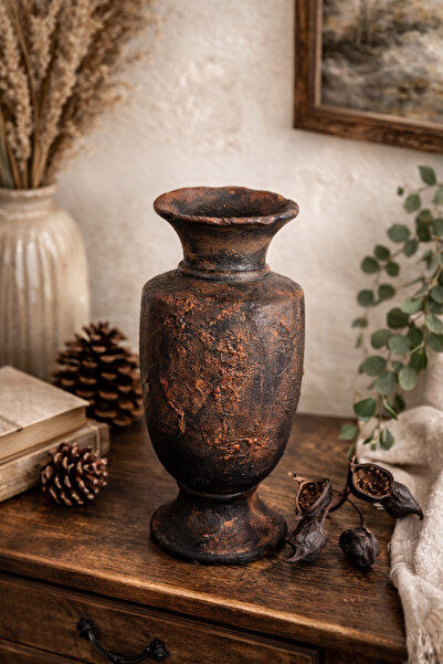 ASLI Hand Painted Ceramic Vase – 29 cm |   Rustic and Timeless Elegance