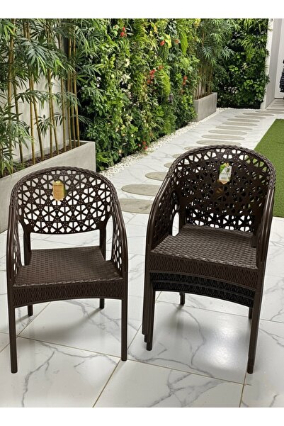 ZİYNET HOME 4 Adet Lotus Bahçe Balkon Sandalyesi 4 Adet Rattan Desenli Sandal...