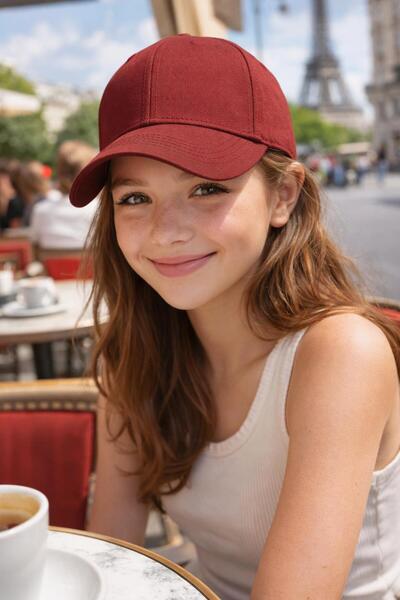 FELLMENS Șapcă ajustabilă din bumbac roșu Claret pentru fete