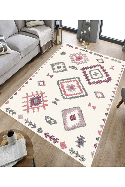 GNL HOME Modern Kilim Desenli Djital Baskı,Kaymaz Taban, Yıkanabilir Salon, M...