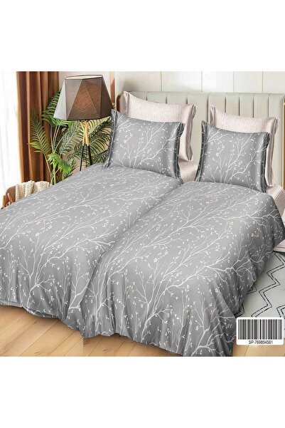 Patul Satin Cotton Linen with 2 Sides, Double Bed, Sulphur, 7 Pieces