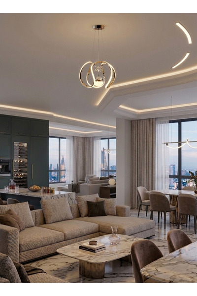 Lzy Avize Store Tek Toplu Amissos Gold Avize Salon, Yemek Masası, Mutfak, Ant...