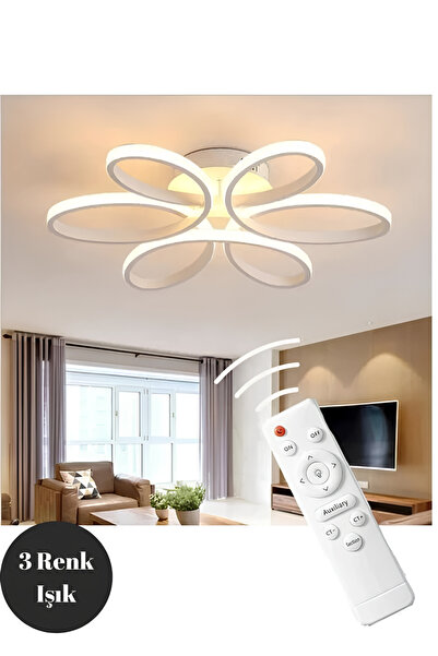 Lzy Avize Store Yonca 6’lı Beyaz Plafonyer Kumandalı Salon, Mutfak, Çocuk Oda...