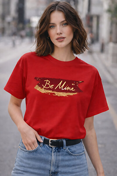 ArtYus Be Mine Text Printed Unisex Oversize T-Shirt – Cotton Crew Neck Casual...